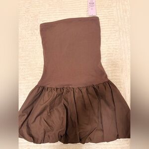 🤎 Wild Fable Target Brown Bubble Hem Strapless Dress🍫